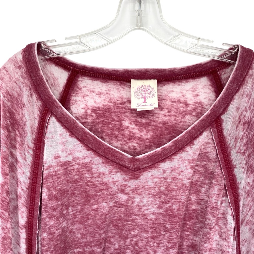 Freeloader Burgundy Burnout Oversized Long Sleeve Lightweight Top Medium - Picture 4 of 7